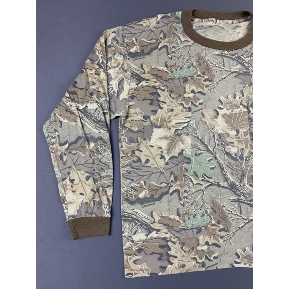 Rare Vintage 90s Y2K Realtree Camo Long Sleeve Shirt Army Nature Tree Pocket T - Picture 4 of 11